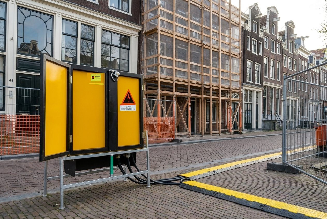 Verdeelkast in een woonstraat